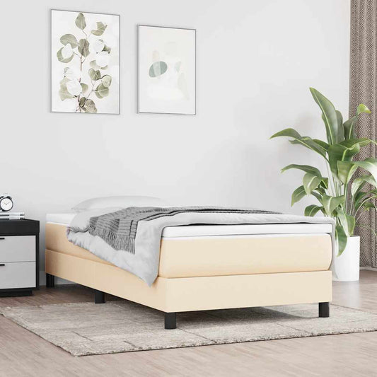 vidaXL Σκελετός Κρεβατιού με Ελατήρια Κρέμα 80x200 cm Ύφασμα