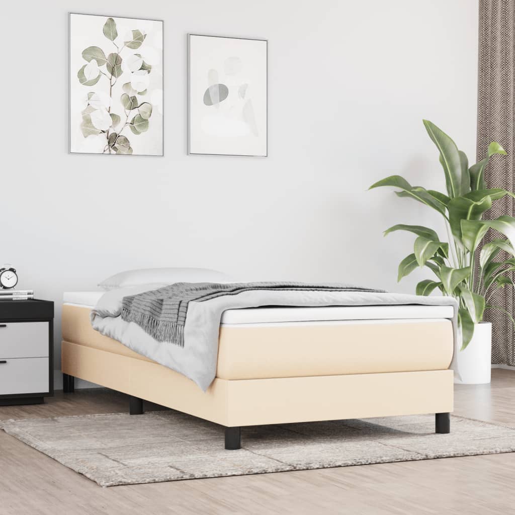 vidaXL Σκελετός Κρεβατιού με Ελατήρια Κρέμα 90x190 εκ. Υφασμάτινο