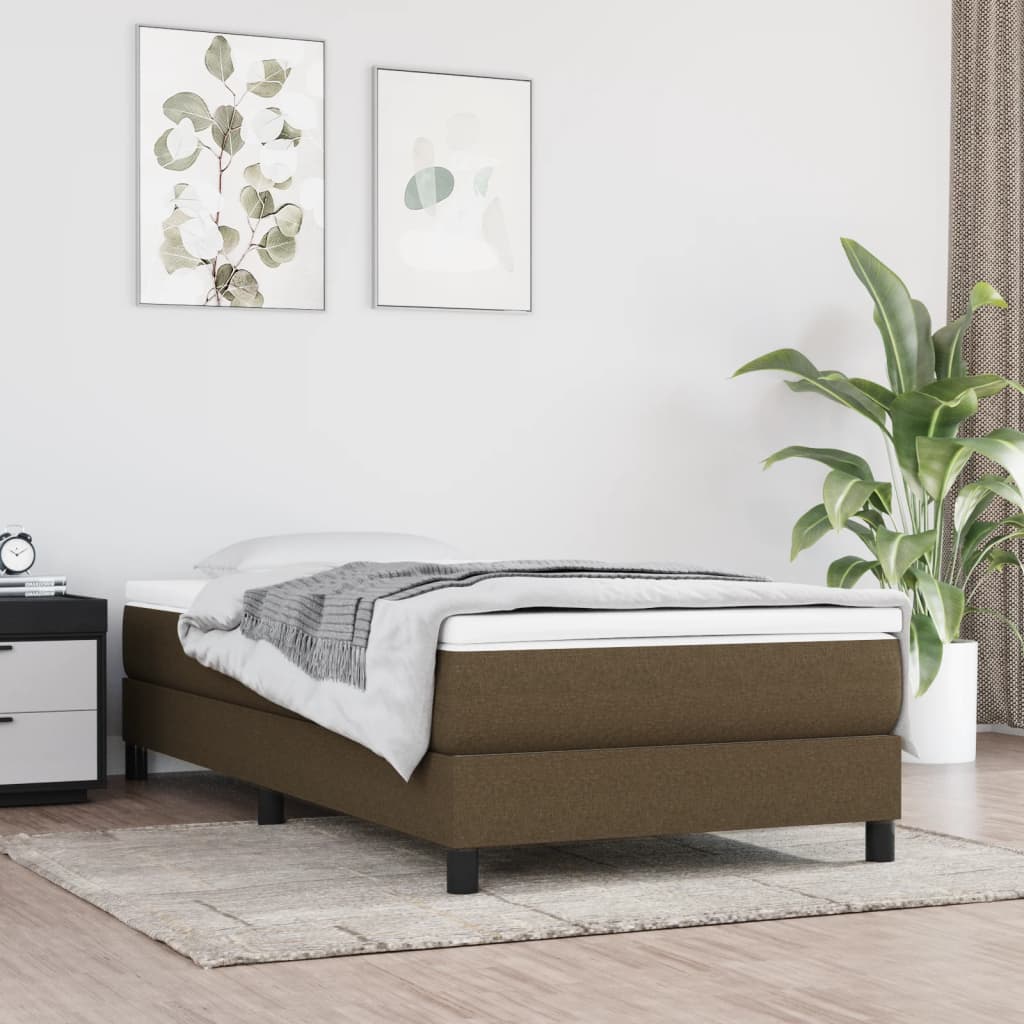 vidaXL Σκελετός Κρεβατιού με Ελατήρια Σκ. Καφέ 90x200 εκ. Υφασμάτινο