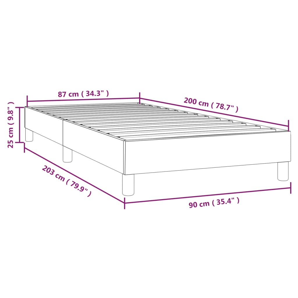 vidaXL Σκελετός Κρεβατιού Χωρίς Στρώμα Μπλε 90x200 εκ. Υφασμάτινο