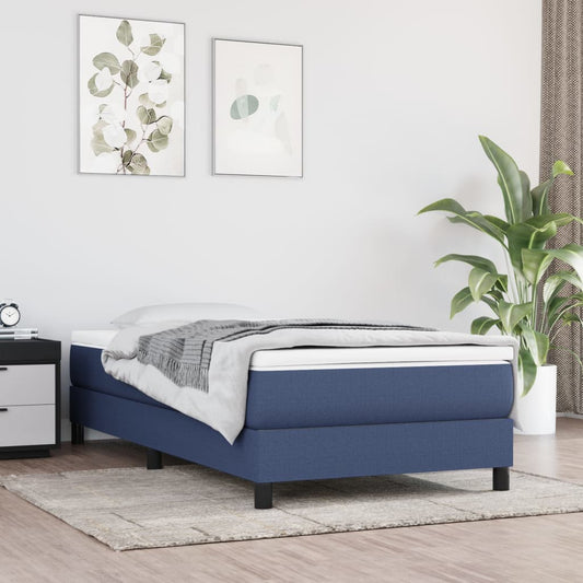 vidaXL Σκελετός Κρεβατιού με Ελατήρια Μπλε 100x200 εκ. Υφασμάτινο