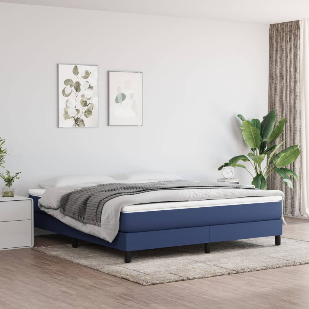 vidaXL Σκελετός Κρεβατιού με Ελατήρια Μπλε 180x200 εκ.Υφασμάτινο