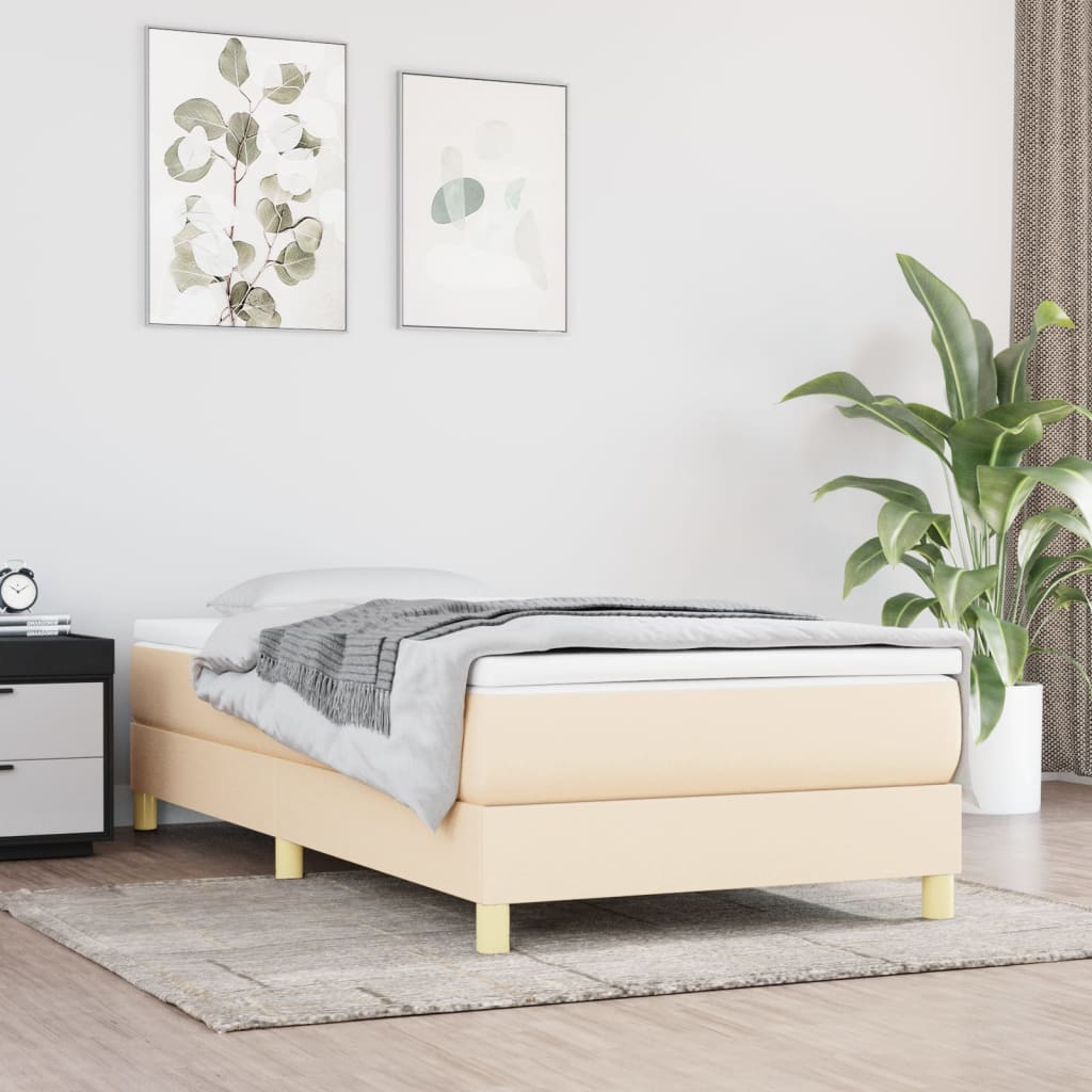 vidaXL Σκελετός Κρεβατιού με Ελατήρια Κρέμα 80x200 cm Ύφασμα