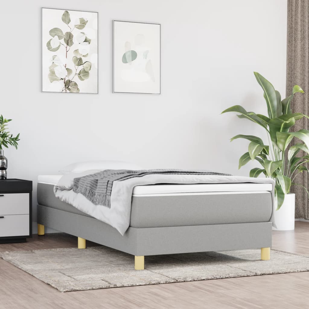 vidaXL Σκελετός Κρεβατιού με Ελατήρια Αν. Γκρι 90x190 εκ. Υφασμάτινο