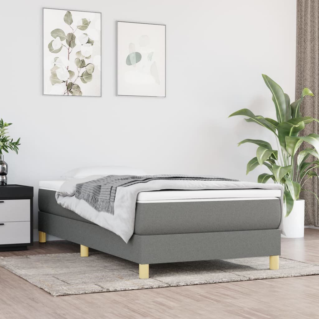 vidaXL Σκελετός Κρεβατιού με Ελατήρια Σκ. Γκρι 90x200 εκ.Υφασμάτινο