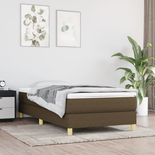 vidaXL Σκελετός Κρεβατιού με Ελατήρια Σκ. Καφέ 90x200 εκ. Υφασμάτινο
