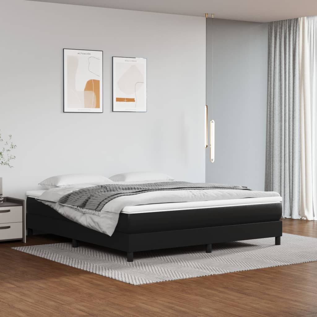 vidaXL Σκελετός Κρεβατιού με Ελατήρια Μαύρο 180x200 εκ. από Συνθετικό Δέρμα