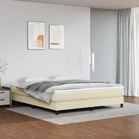 vidaXL Σκελετός Κρεβατιού με Ελατήρια Κρεμ 180x200 εκ. από Συνθετικό Δέρμα