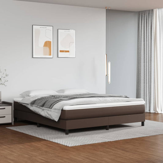 vidaXL Σκελετός Κρεβατιού με Ελατήρια Καφέ 180x200 εκ. από Συνθετικό Δέρμα