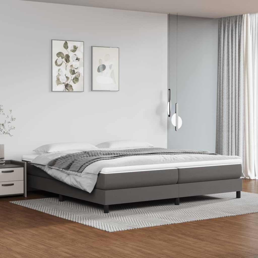 vidaXL Σκελετός Κρεβατιού με Ελατήρια Γκρι 200x200 εκ. από Συνθετικό Δέρμα
