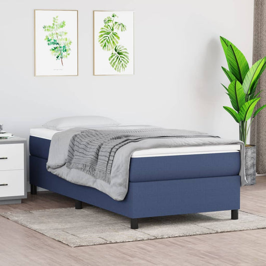 vidaXL Σκελετός Κρεβατιού με Ελατήρια Μπλε 90x190 εκ. Υφασμάτινο
