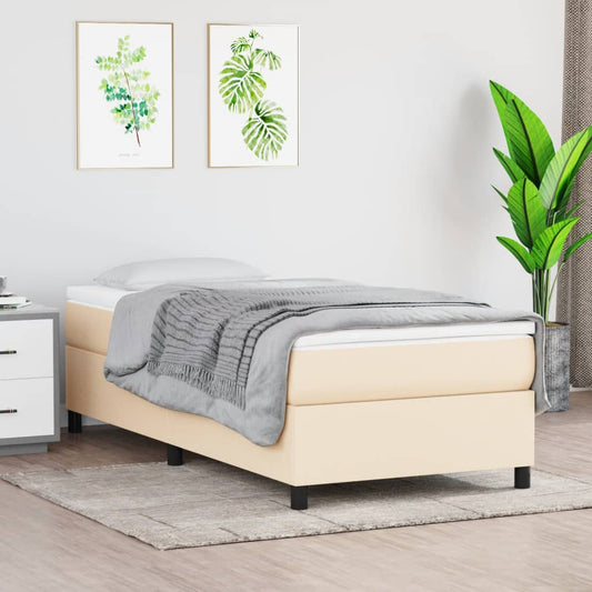 vidaXL Σκελετός Κρεβατιού με Ελατήρια Κρεμ 100 x 200 εκ. Υφασμάτινο