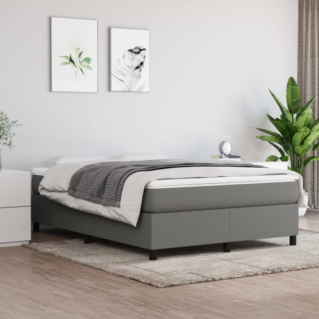 vidaXL Σκελετός Κρεβατιού με Ελατήρια Γκρι 140x200 εκ.Υφασμάτινο