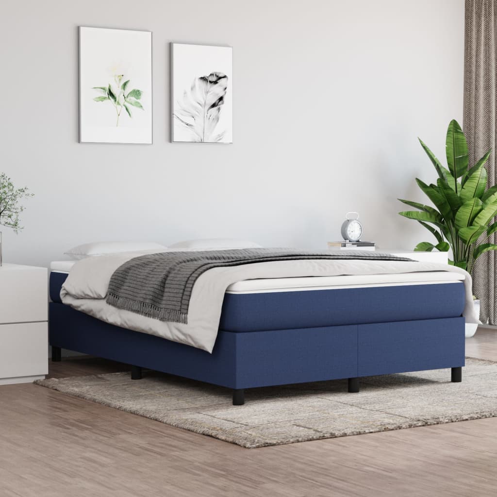 vidaXL Σκελετός Κρεβατιού με Ελατήρια Μπλε 140x200 εκ.Υφασμάτινο