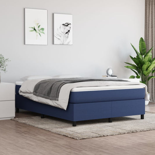 vidaXL Σκελετός Κρεβατιού με Ελατήρια Μπλε 140x200 εκ.Υφασμάτινο