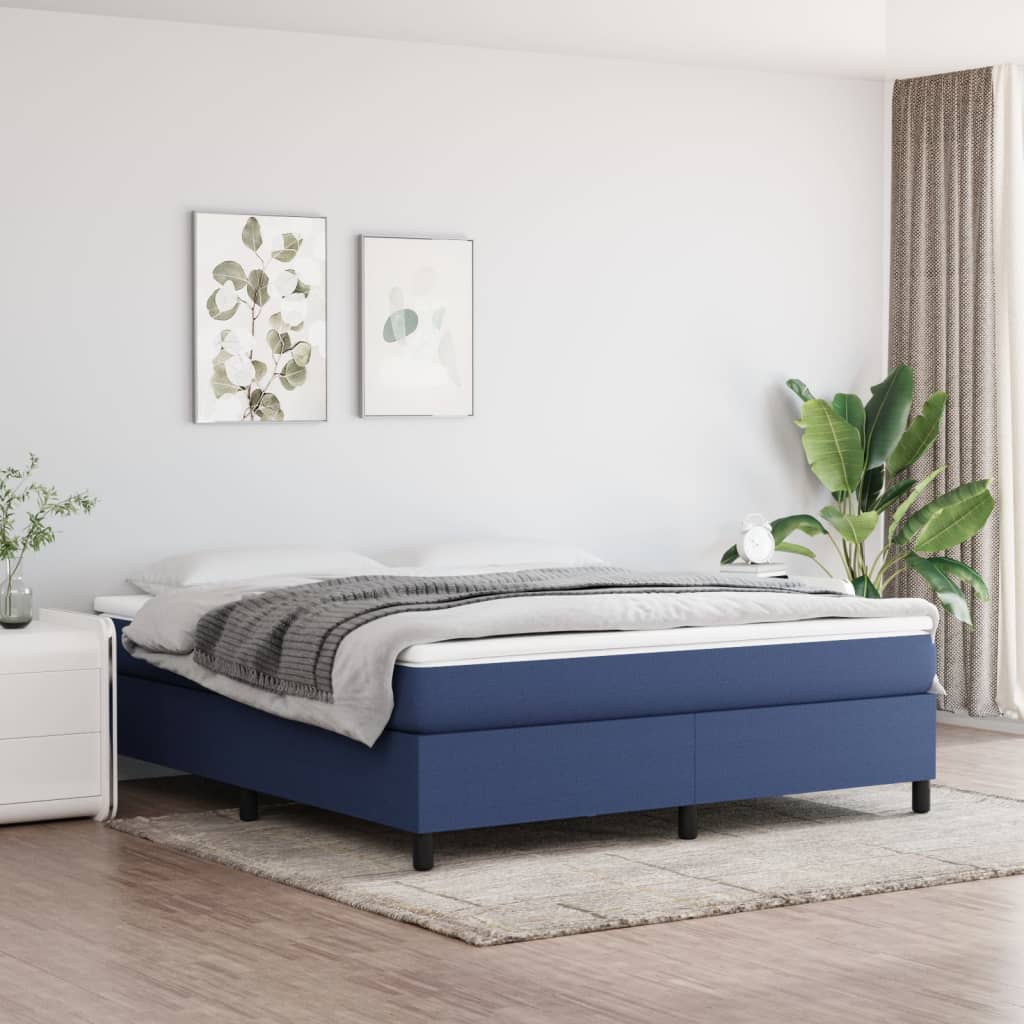 vidaXL Σκελετός Κρεβατιού με Ελατήρια Μπλε 180x200 εκ.Υφασμάτινο