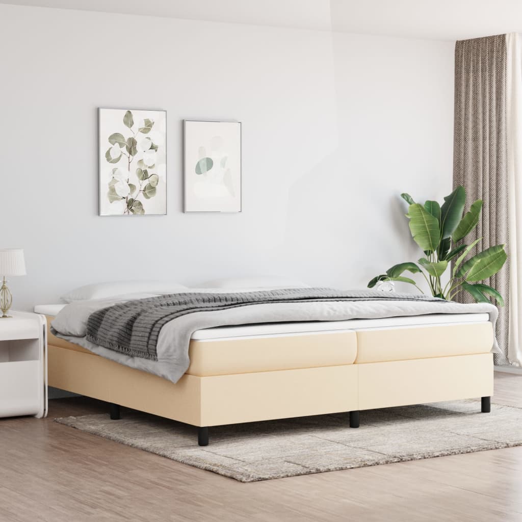 vidaXL Σκελετός Κρεβατιού με Ελατήρια Κρεμ 200x200 εκ. Υφασμάτινο