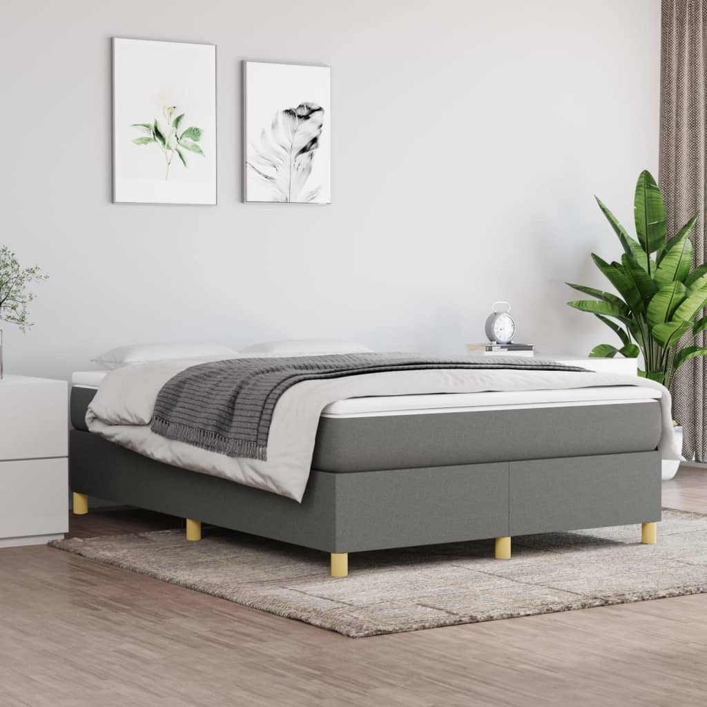 vidaXL Σκελετός Κρεβατιού με Ελατήρια Σκ. Γκρι 140x190 εκ. Υφασμάτινο