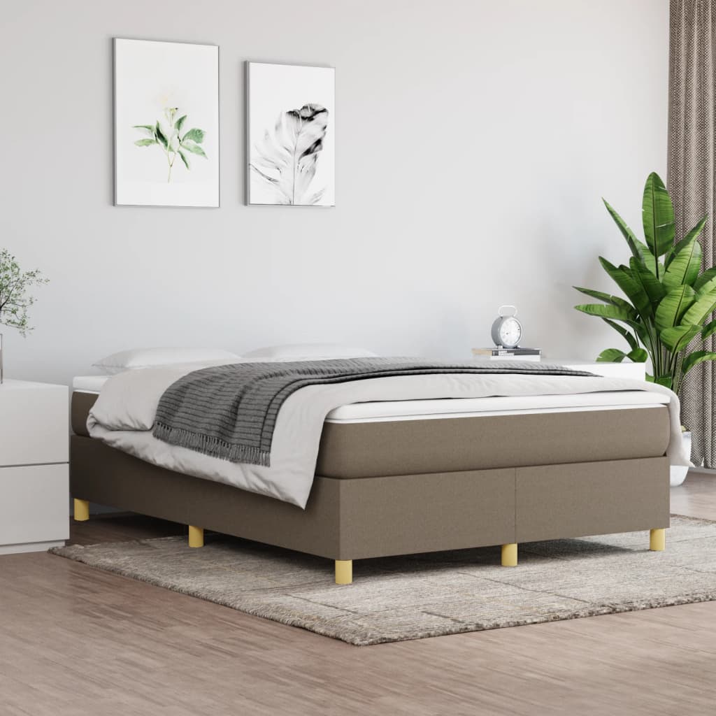 vidaXL Σκελετός Κρεβατιού με Ελατήρια Taupe 140x190 εκ. Υφασμάτινο