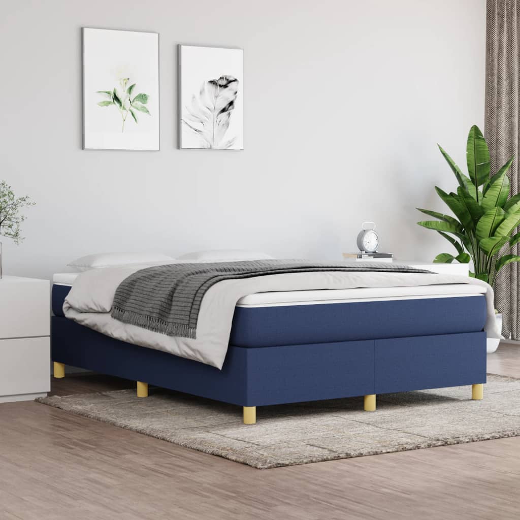 vidaXL Σκελετός Κρεβατιού με Ελατήρια Μπλε 140x190 εκ. Υφασμάτινο