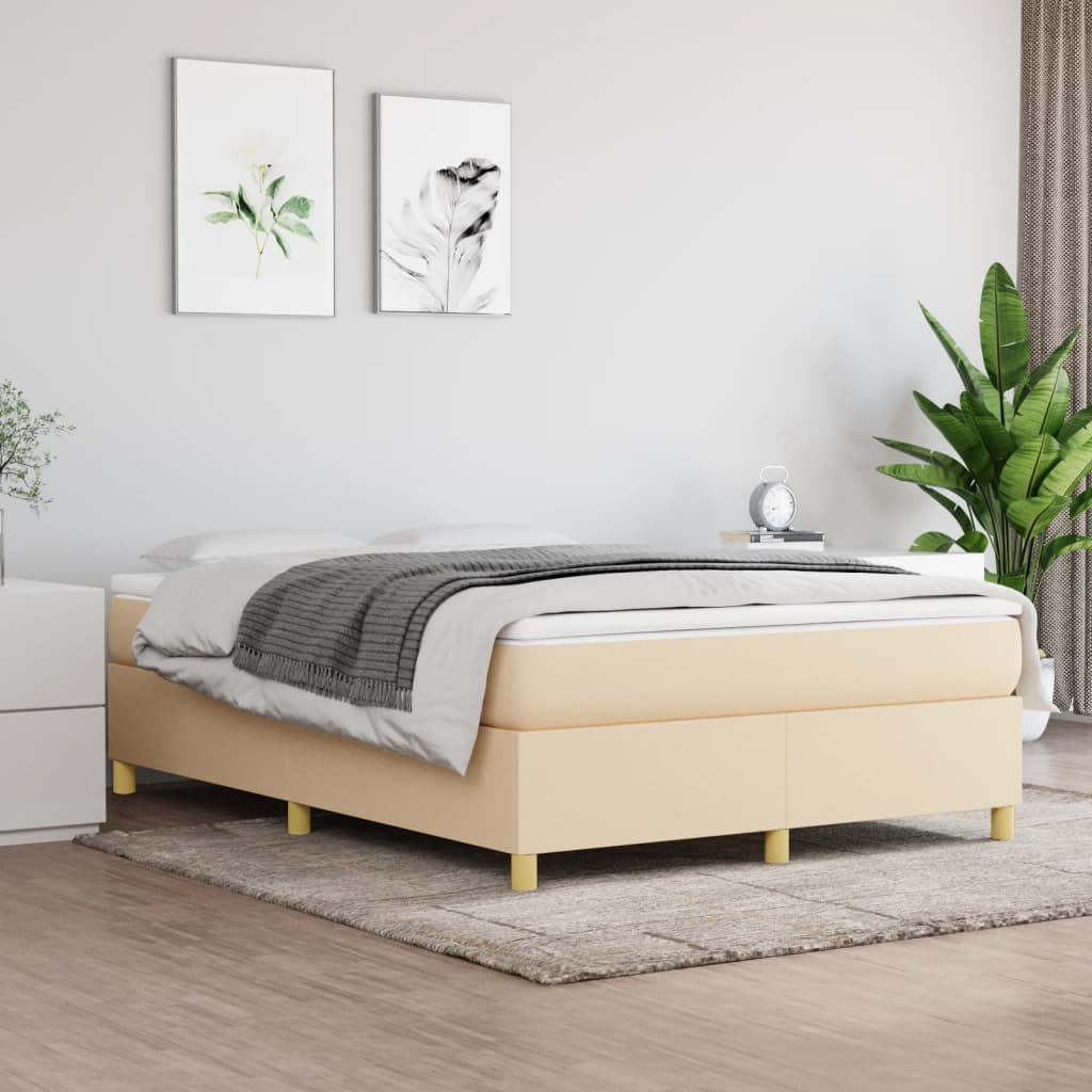 vidaXL Σκελετός Κρεβατιού με Ελατήρια Κρεμ 140x200 εκ.Υφασμάτινο