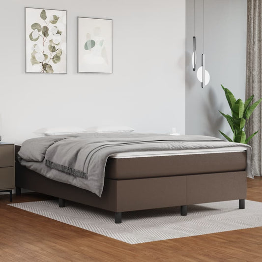 vidaXL Σκελετός Κρεβατιού με Ελατήρια Καφέ 140x190 εκ. από Συνθετικό Δέρμα