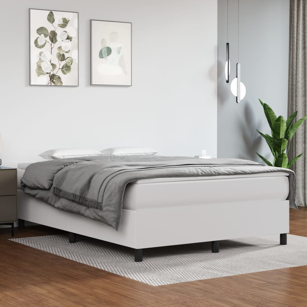 vidaXL Σκελετός Κρεβατιού με Ελατήρια Λευκό 140x200 εκ. από Συνθετικό Δέρμα
