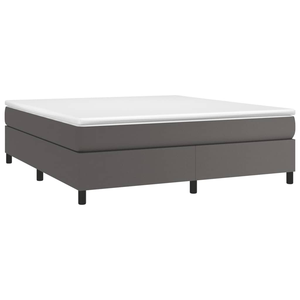 vidaXL Σκελετός Κρεβατιού με Ελατήρια Γκρι 160x200 εκ. από Συνθετικό Δέρμα