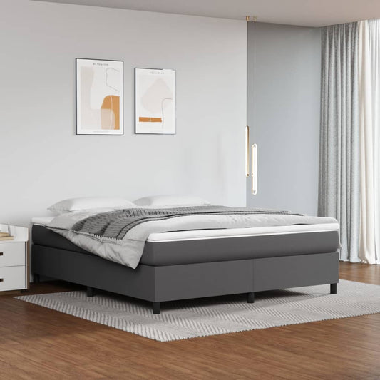 vidaXL Σκελετός Κρεβατιού με Ελατήρια Γκρι 180x200 εκ. από Συνθετικό Δέρμα
