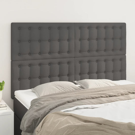 vidaXL Κεφαλάρι Κρεβατιού Γκρι 144x5x118/128 εκ. από Συνθετικό Δέρμα