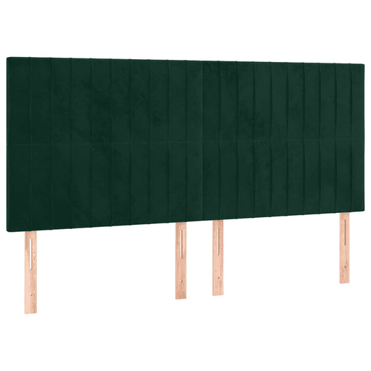 vidaXL Κεφαλάρι Σκούρο Πράσινο Βελούδινο 180x5x118/128 εκ.