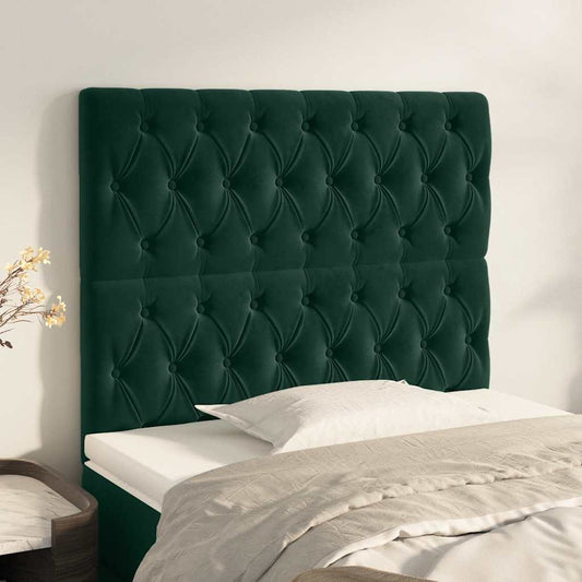 vidaXL Κεφαλάρι Σκούρο Πράσινο Βελούδινο 90x7x118/128 εκ.
