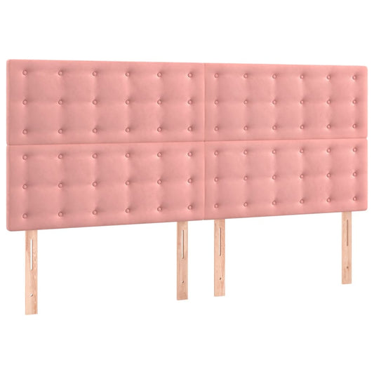vidaXL Κεφαλάρι Κρεβατιού Ροζ Βελούδινο 160x5x118/128 εκ.