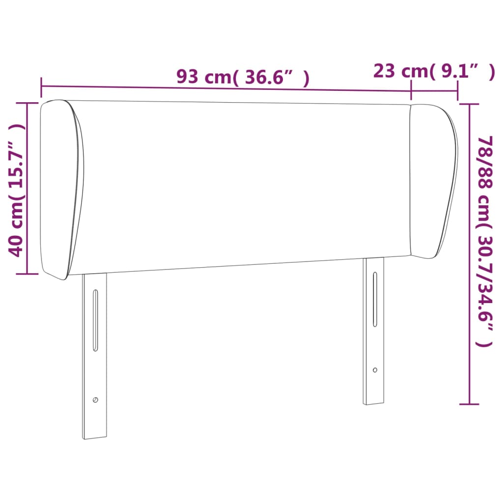 vidaXL Κεφαλάρι με Πτερύγια Σκούρο Καφέ 93x23x78/88 εκ. Υφασμάτινο