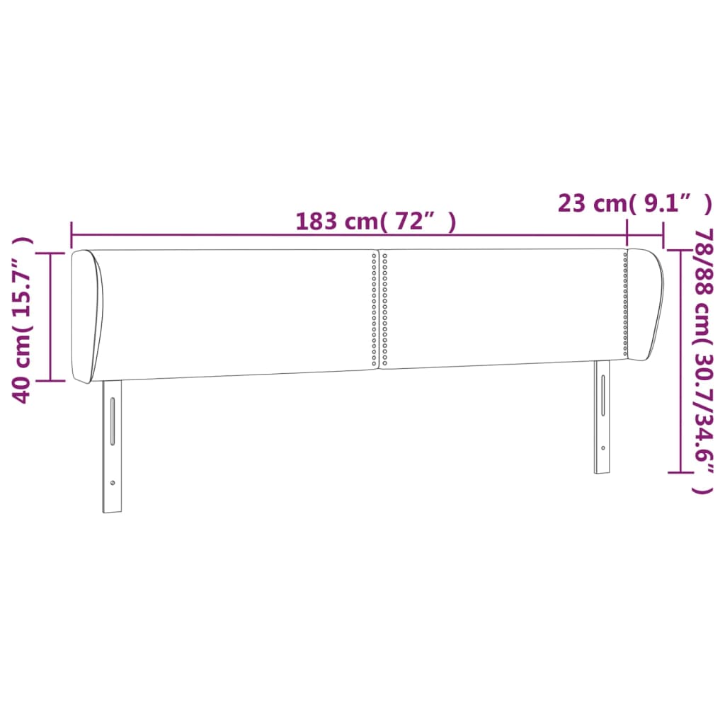 vidaXL Κεφαλάρι με Πτερύγια Σκούρο Καφέ 183x23x78/88 εκ. Υφασμάτινο