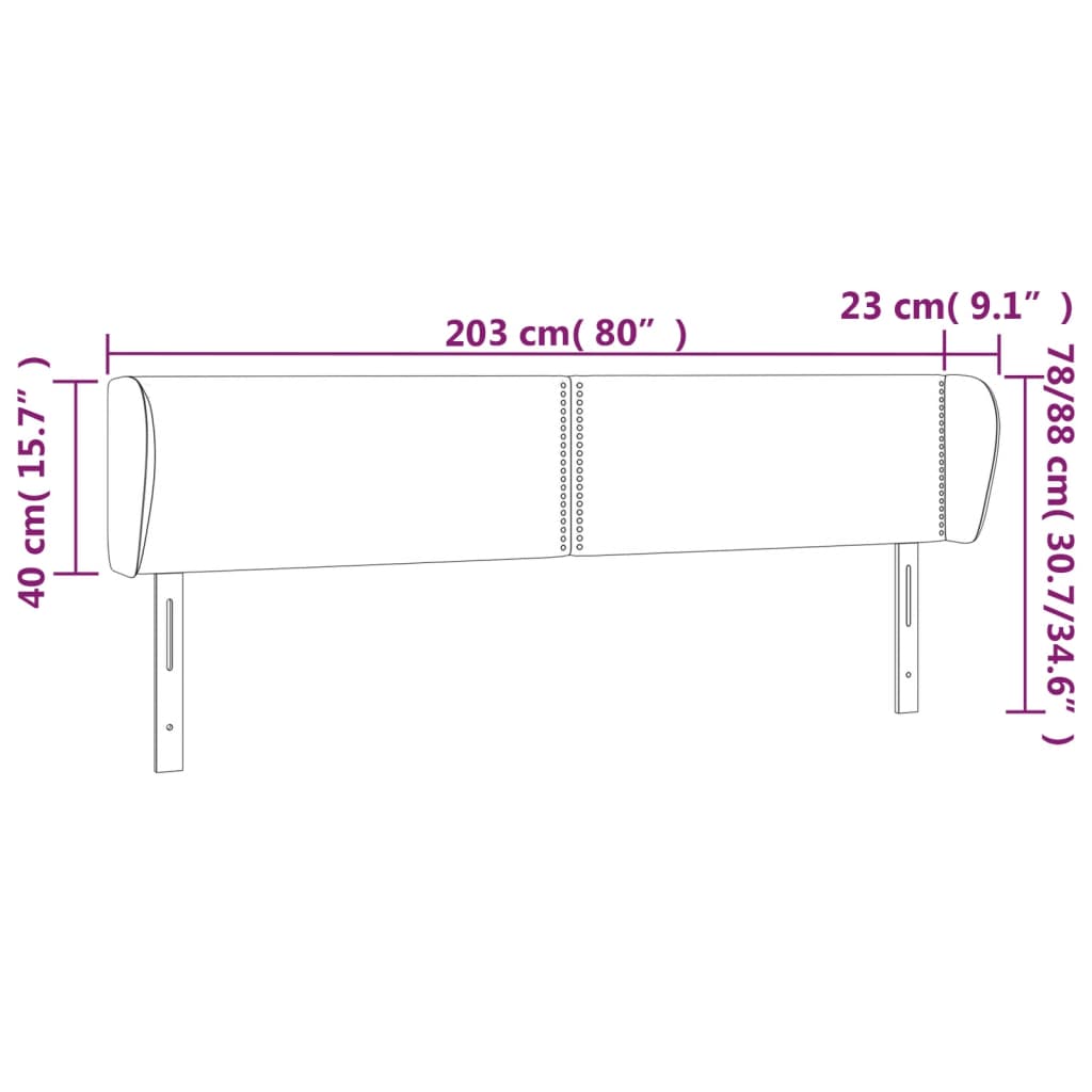 vidaXL Κεφαλάρι με Πτερύγια Σκούρο Καφέ 203 x 23 x 78/88εκ. Υφασμάτινο