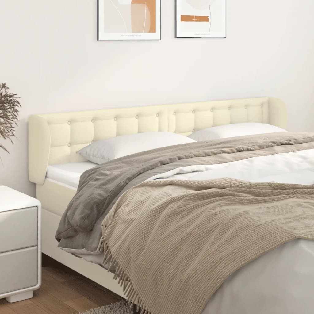 vidaXL Κεφαλάρι με Πτερύγια Κρεμ 183x23x78/88 εκ. Συνθετικό Δέρμα