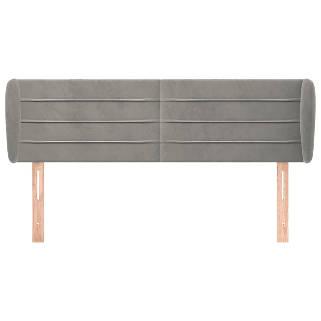 vidaXL Κεφαλάρι με Πτερύγια Ανοιχτό Γκρι 147x23x78/88 εκ. Βελούδινο