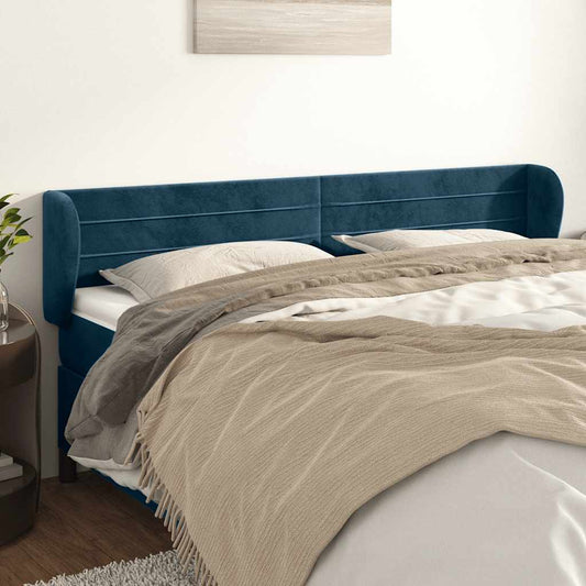 vidaXL Κεφαλάρι με Πτερύγια Σκούρο Μπλε 203x23x78/88 εκ. Βελούδινο
