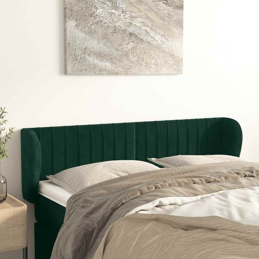 vidaXL Κεφαλάρι με Πτερύγια Σκούρο Πράσινο 147x23x78/88 εκ. Βελούδινο