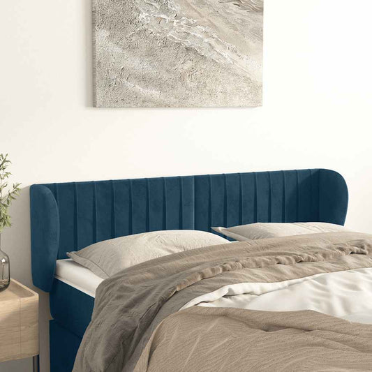 vidaXL Κεφαλάρι με Πτερύγια Σκούρο Μπλε 147x23x78/88 εκ. Βελούδινο