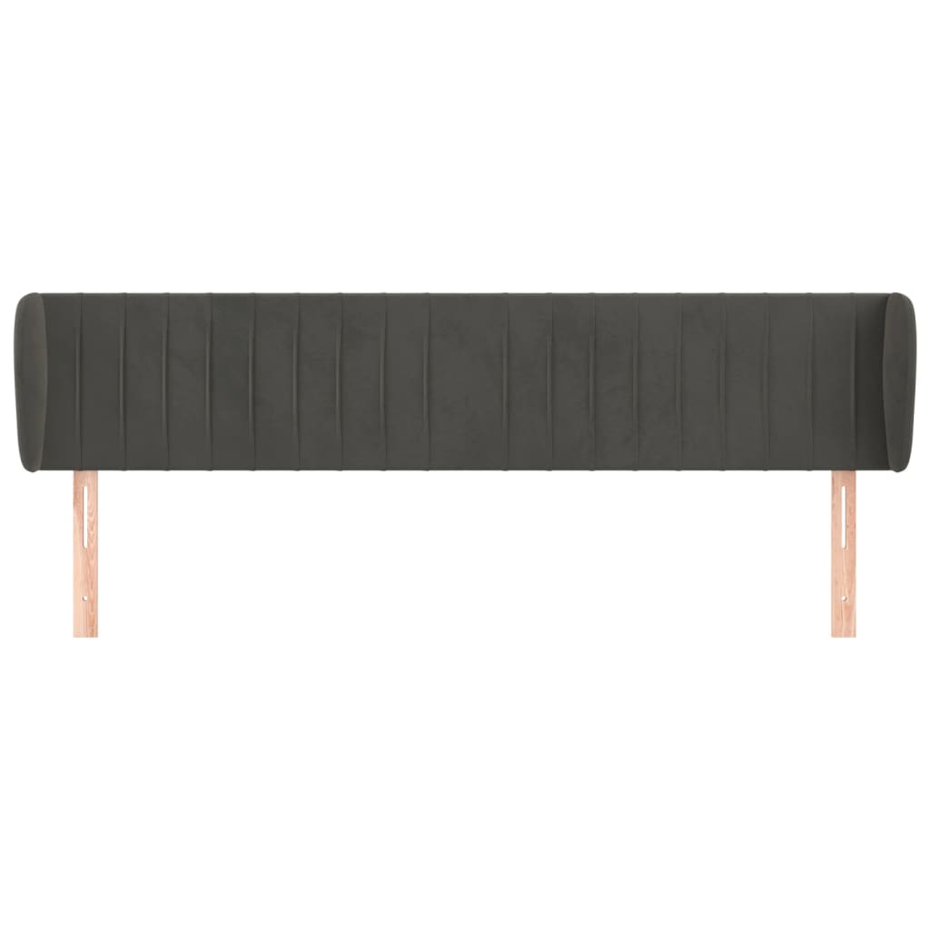 vidaXL Κεφαλάρι με Πτερύγια Σκούρο Γκρι 163x23x78/88 εκ. Βελούδινο