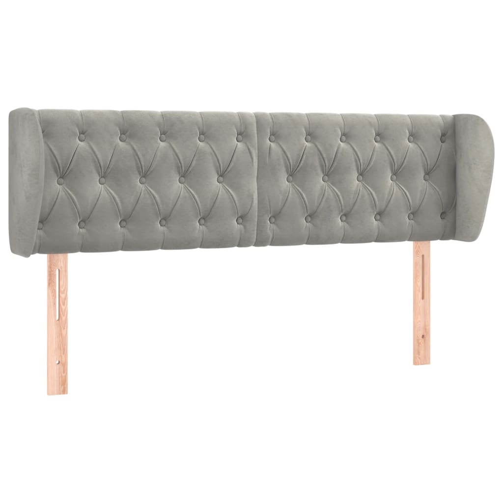 vidaXL Κεφαλάρι με Πτερύγια Ανοιχτό Γκρι 147x23x78/88 εκ. Βελούδινο