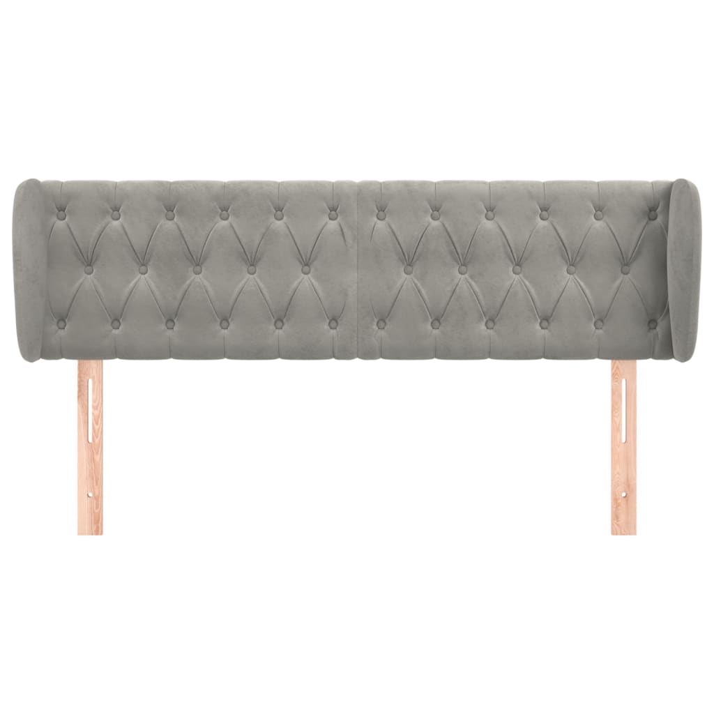 vidaXL Κεφαλάρι με Πτερύγια Ανοιχτό Γκρι 163x23x78/88 εκ. Βελούδινο