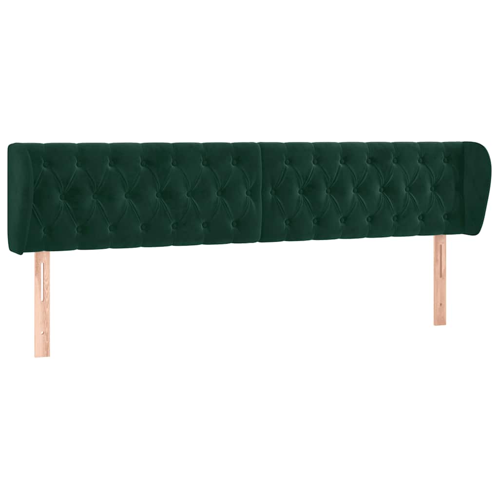 vidaXL Κεφαλάρι με Πτερύγια Σκούρο Πράσινο 183x23x78/88 εκ. Βελούδινο