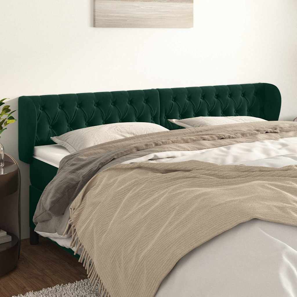 vidaXL Κεφαλάρι με Πτερύγια Σκούρο Πράσινο 183x23x78/88 εκ. Βελούδινο