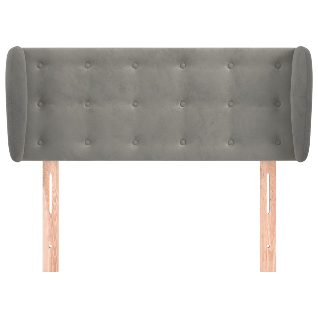 vidaXL Κεφαλάρι με Πτερύγια Ανοιχτό Γκρι 93x23x78/88 εκ. Βελούδινο