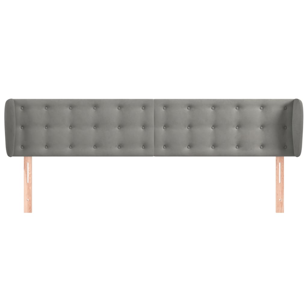 vidaXL Κεφαλάρι με Πτερύγια Ανοιχτό Γκρι 163x23x78/88 εκ. Βελούδινο