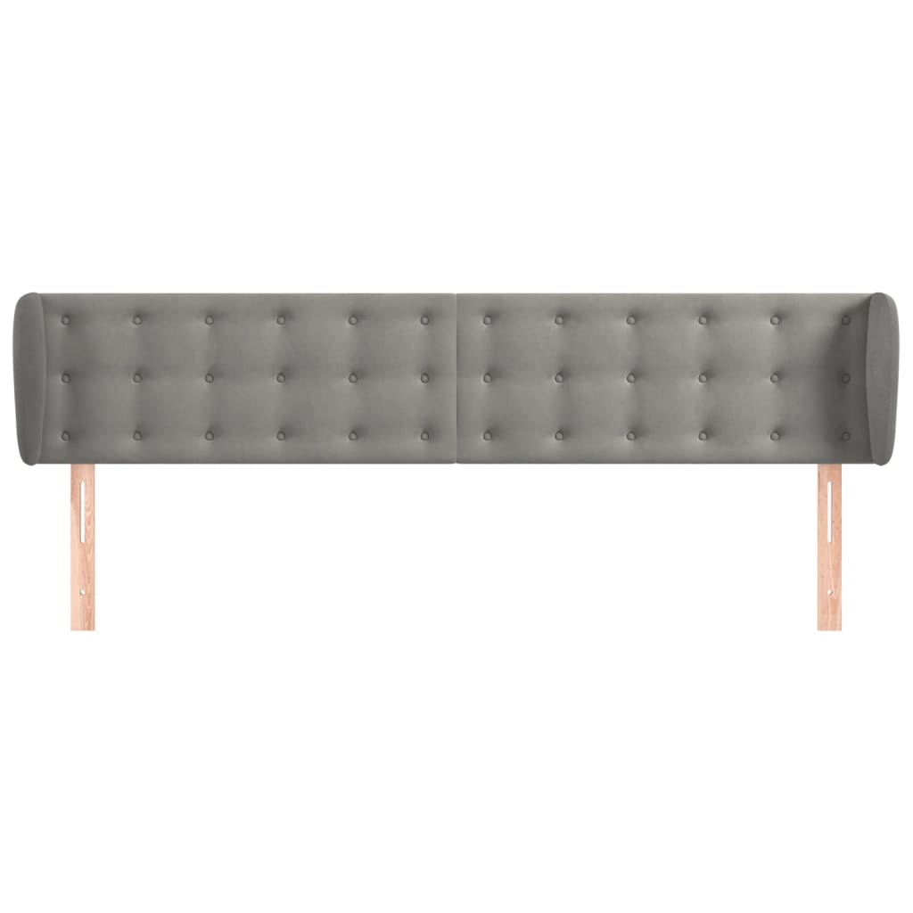 vidaXL Κεφαλάρι με Πτερύγια Ανοιχτό Γκρι 203x23x78/88 εκ. Βελούδινο
