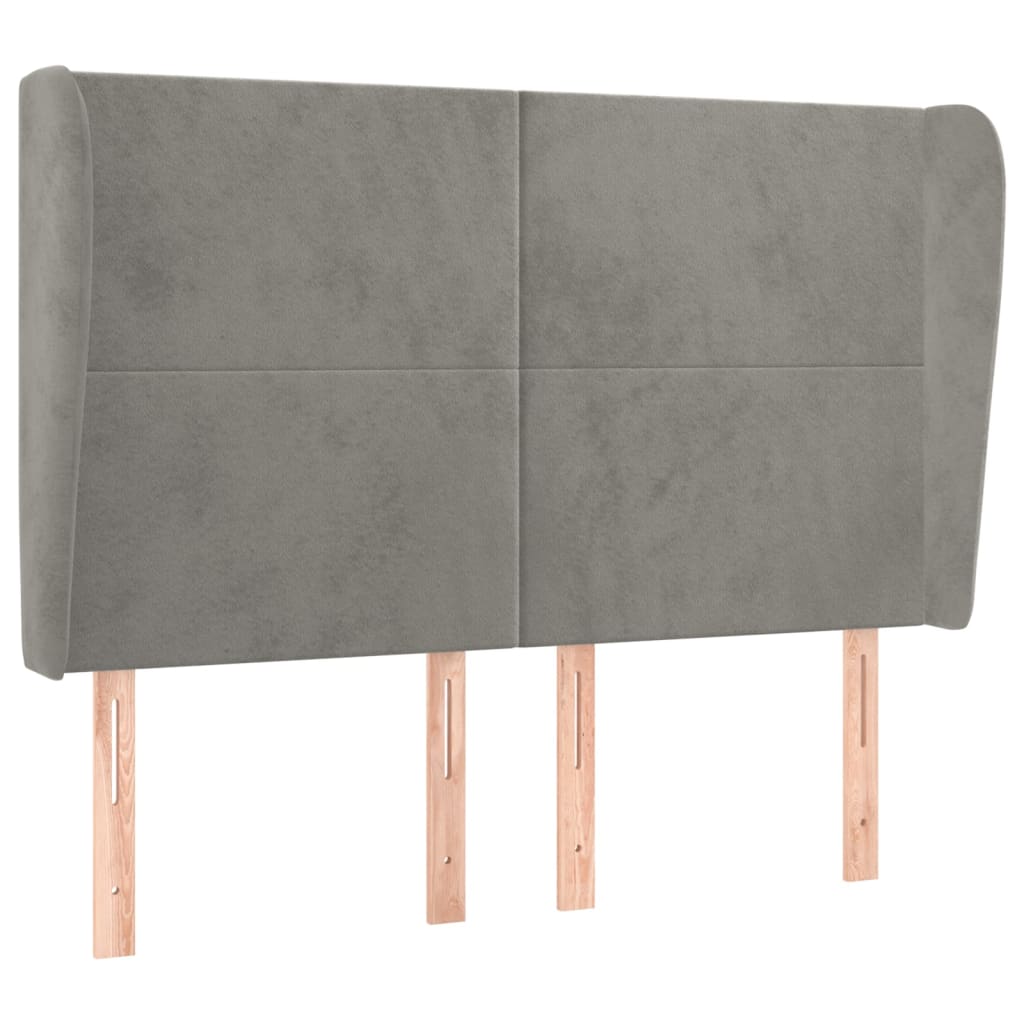 vidaXL Κεφαλάρι με Πτερύγια Ανοιχτό Γκρι 147x23x118/128 εκ. Βελούδινο